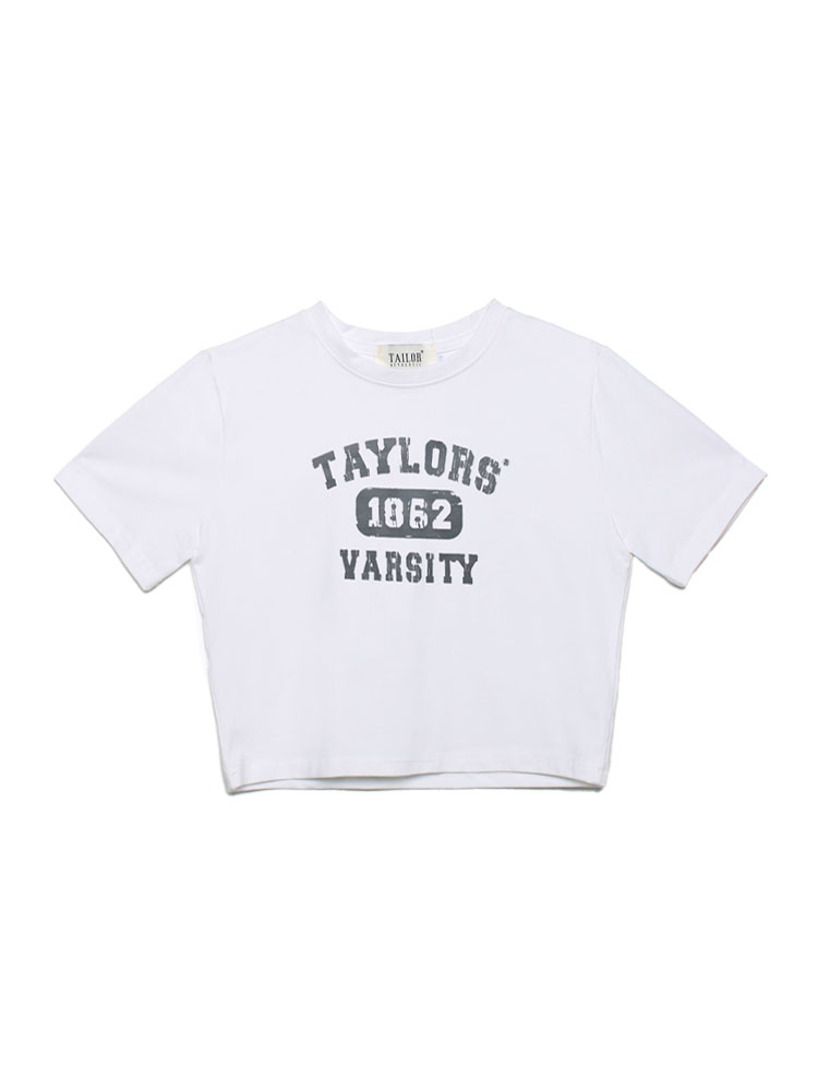 테일러스튜디오 테일러스 바시티 크롭 티셔츠 (화이트)